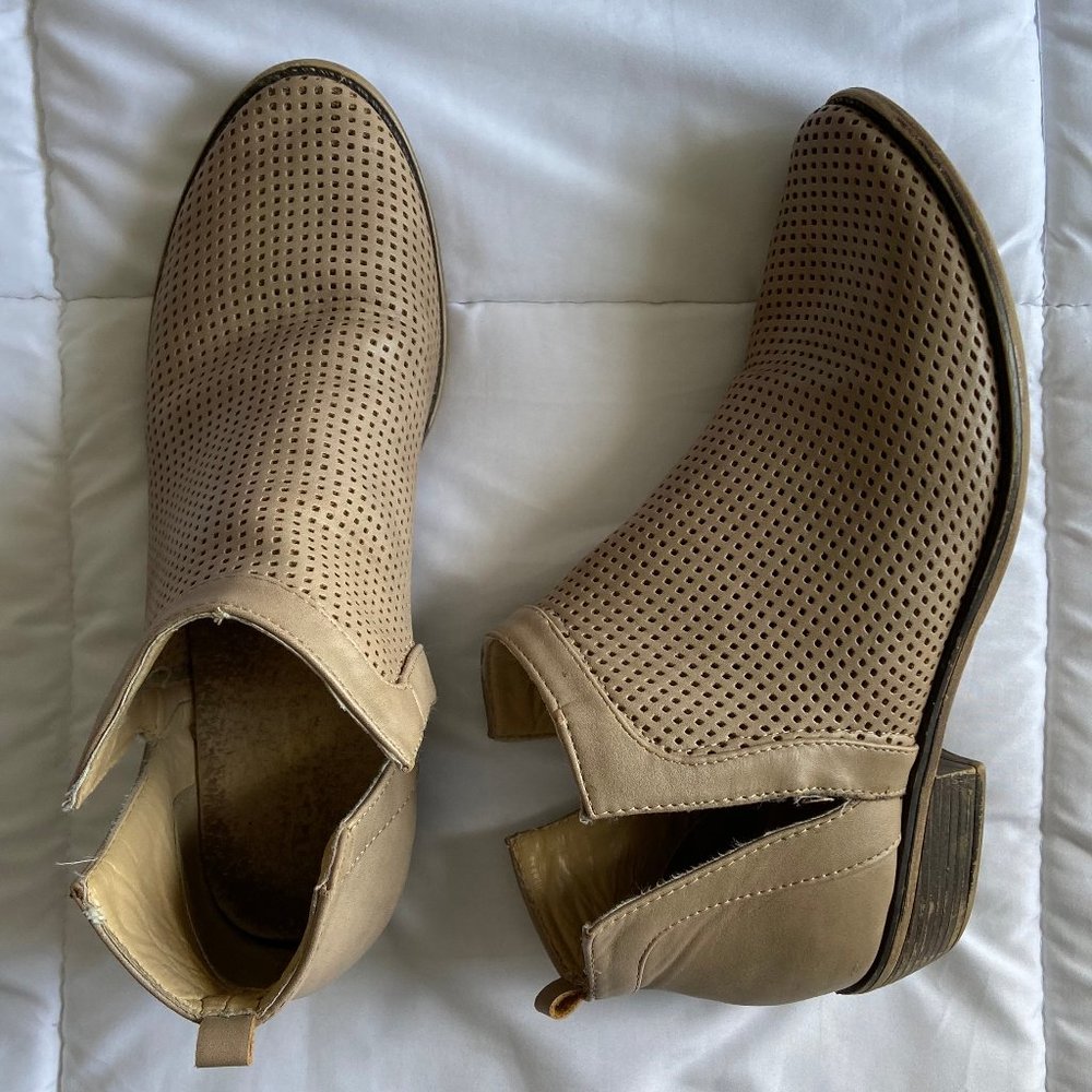 Beige Cut-Out Booties